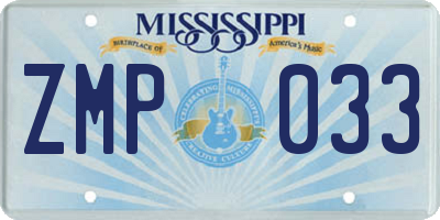 MS license plate ZMP033