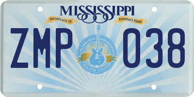 MS license plate ZMP038