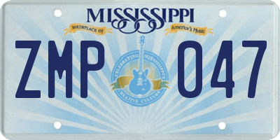 MS license plate ZMP047