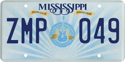 MS license plate ZMP049