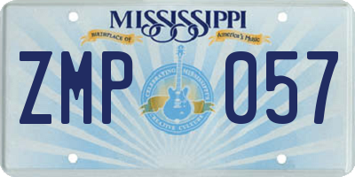 MS license plate ZMP057