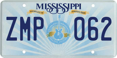 MS license plate ZMP062