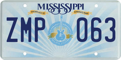 MS license plate ZMP063