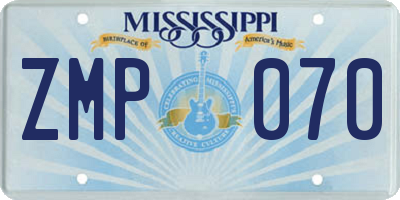 MS license plate ZMP070