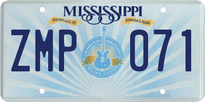 MS license plate ZMP071