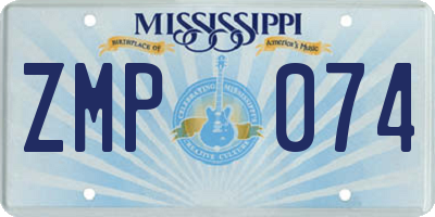 MS license plate ZMP074