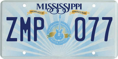 MS license plate ZMP077