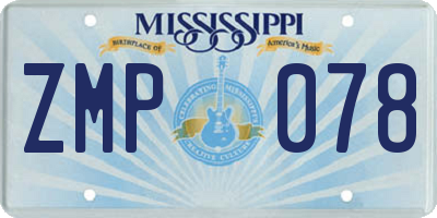 MS license plate ZMP078