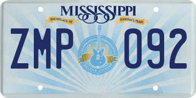 MS license plate ZMP092