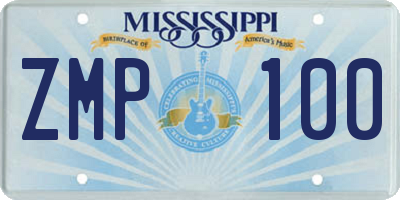 MS license plate ZMP100
