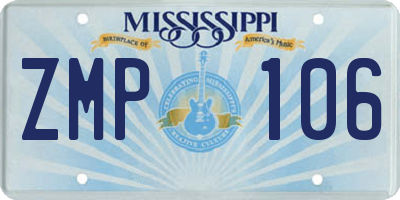 MS license plate ZMP106