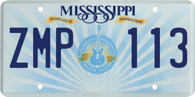 MS license plate ZMP113