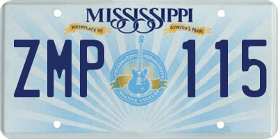 MS license plate ZMP115