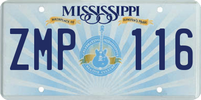 MS license plate ZMP116