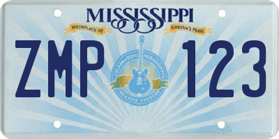 MS license plate ZMP123