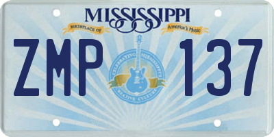MS license plate ZMP137