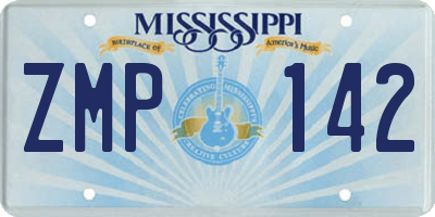 MS license plate ZMP142