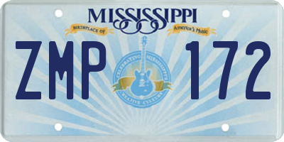 MS license plate ZMP172