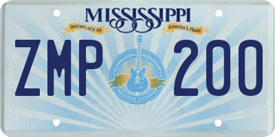 MS license plate ZMP200