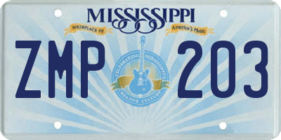MS license plate ZMP203