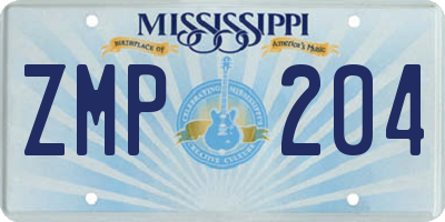 MS license plate ZMP204