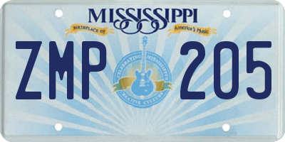 MS license plate ZMP205