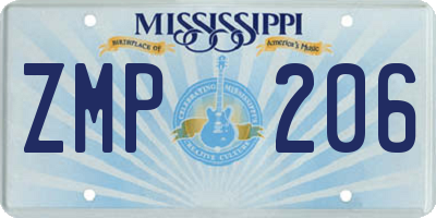 MS license plate ZMP206