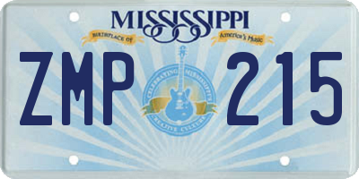 MS license plate ZMP215