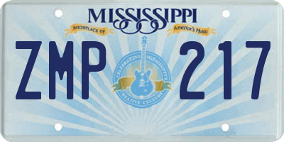 MS license plate ZMP217