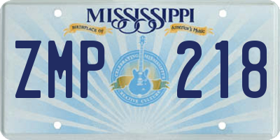 MS license plate ZMP218
