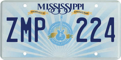 MS license plate ZMP224