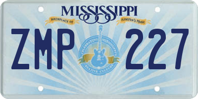 MS license plate ZMP227