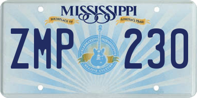 MS license plate ZMP230