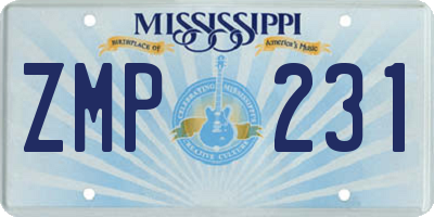 MS license plate ZMP231