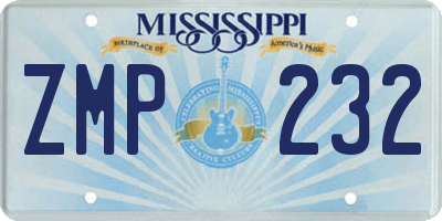 MS license plate ZMP232