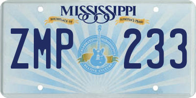 MS license plate ZMP233