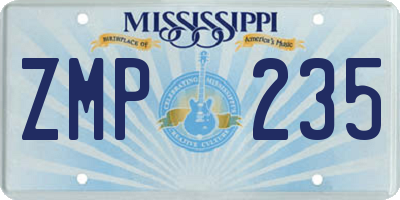 MS license plate ZMP235