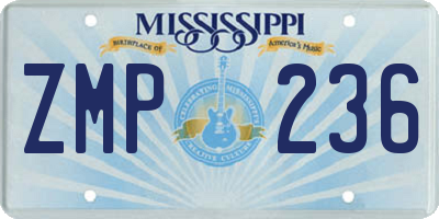 MS license plate ZMP236
