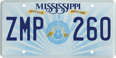 MS license plate ZMP260