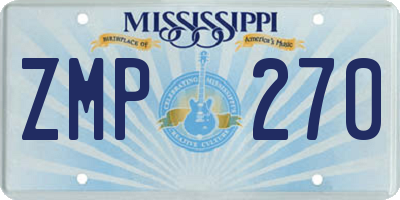 MS license plate ZMP270