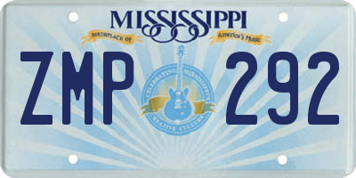 MS license plate ZMP292