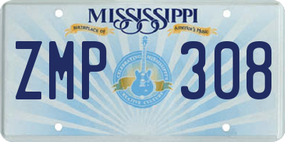 MS license plate ZMP308