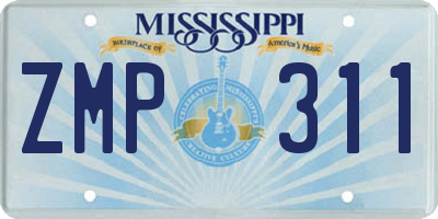 MS license plate ZMP311
