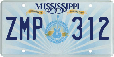 MS license plate ZMP312