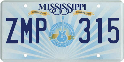 MS license plate ZMP315