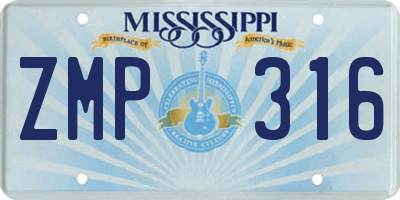 MS license plate ZMP316