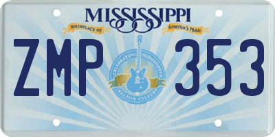 MS license plate ZMP353
