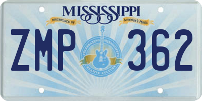 MS license plate ZMP362