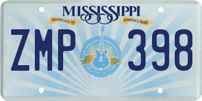 MS license plate ZMP398
