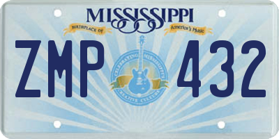 MS license plate ZMP432